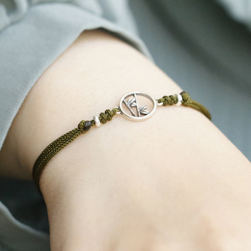 925 Sterling Silver Bamboo Red String Bracelet