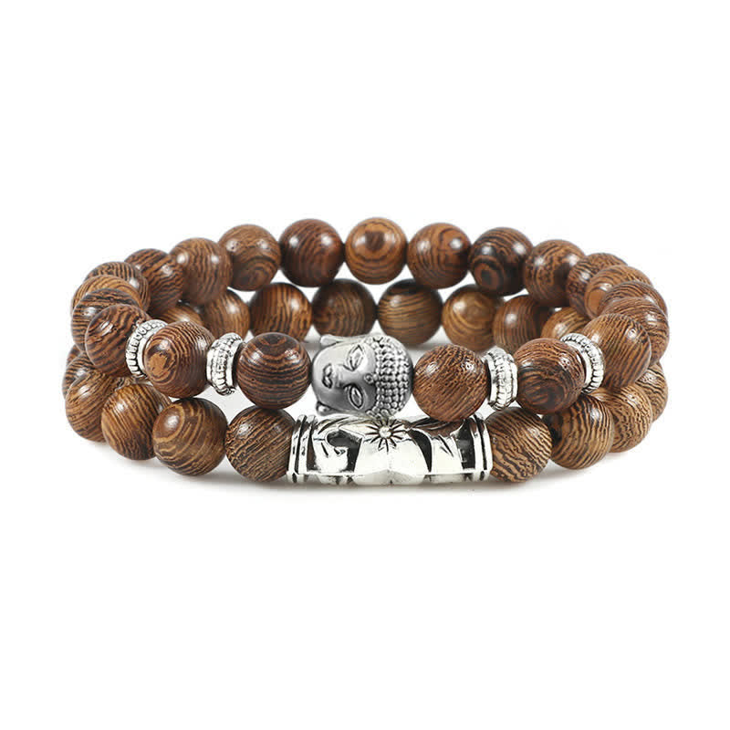Buddha Stones 2pcs Natural Crystal Agate Buddha Protection Bracelet
