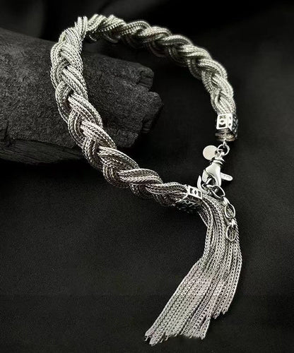 Silk Hand Woven Fried Dough Twist Tassel Charm Bracelet