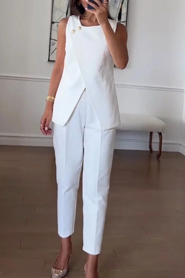 Commuter Irregular Vest \u0026 Pants Two-piece Set