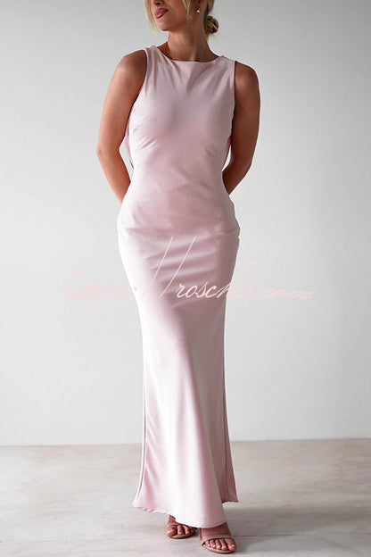 Color Backless Lace-up Slim Maxi Dress