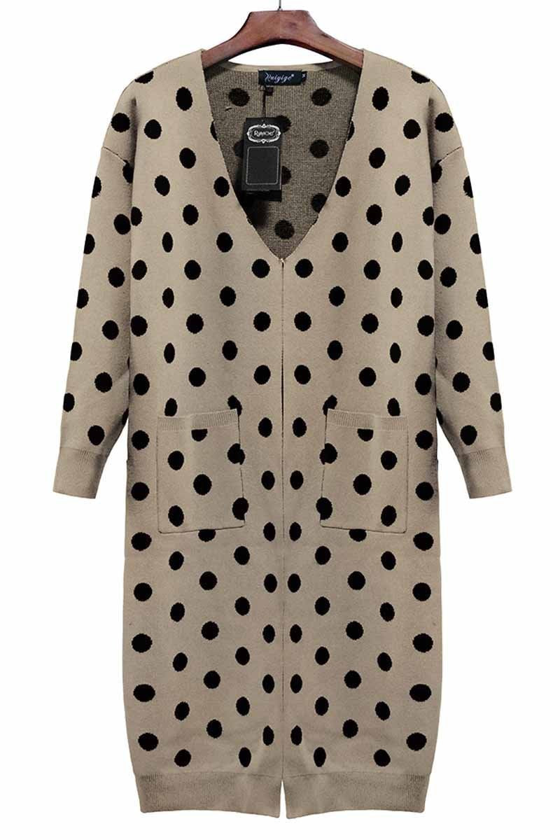 Dot Print Sweet Comfy Cardigan Tops Sweater(2 Colors)