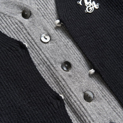 Black Knit Long Cardigan With Hollow Out Design