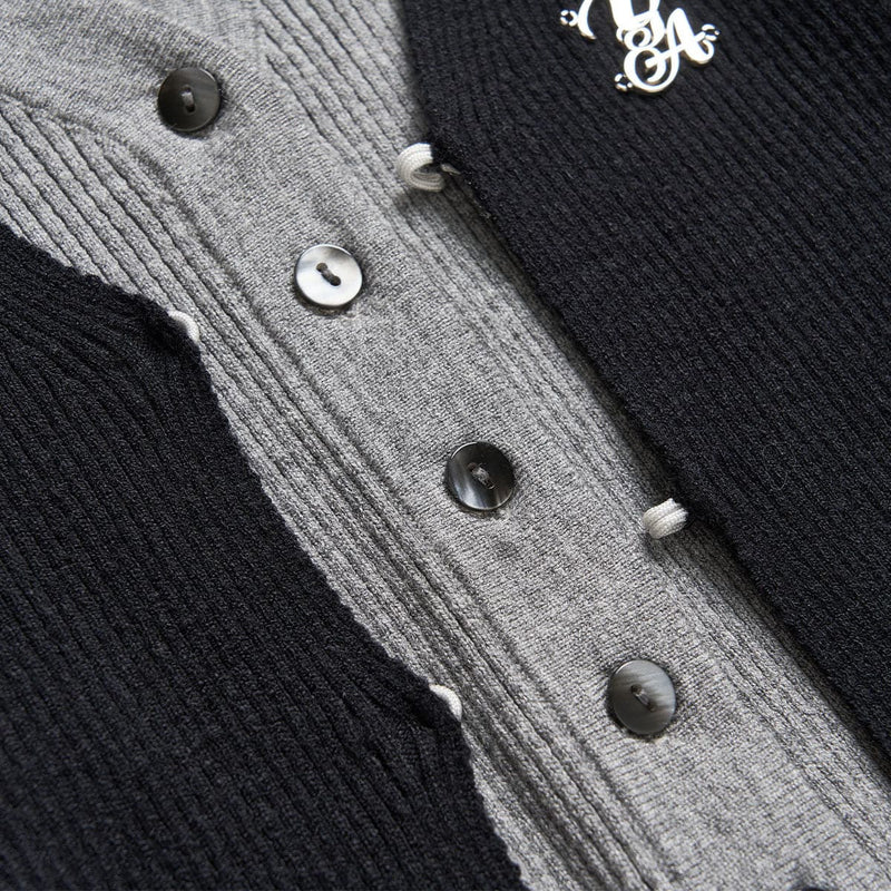 Black Knit Long Cardigan With Hollow Out Design