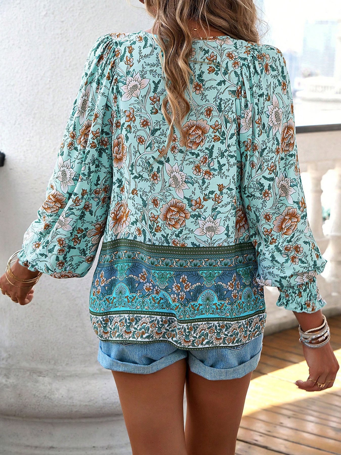 Ruffle V-neck Blouse