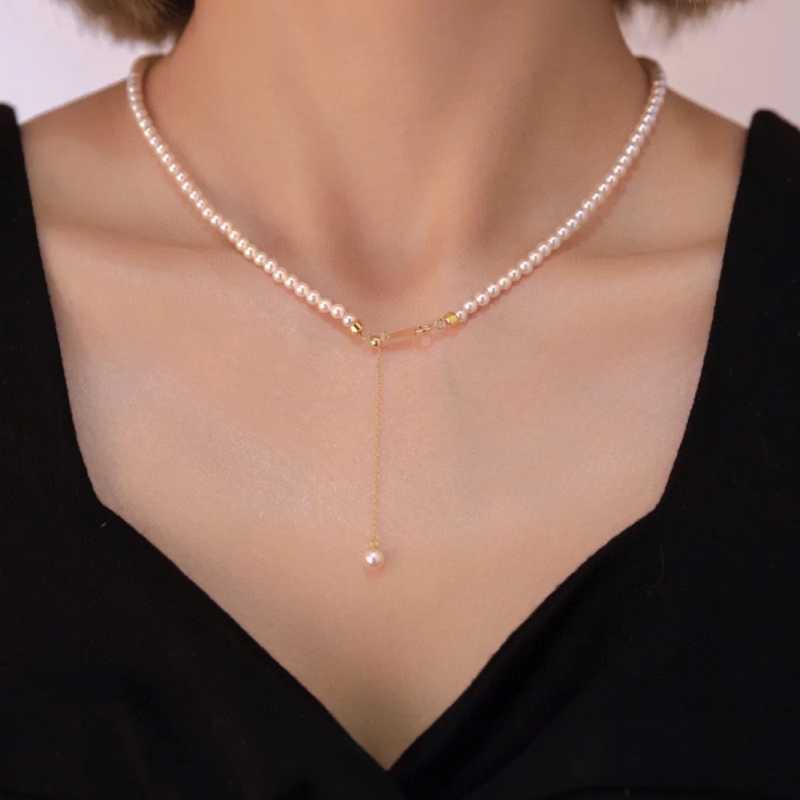 4-4.5mm Aaaaaa Grade Freshwater Pearl Necklace in 18k Gold