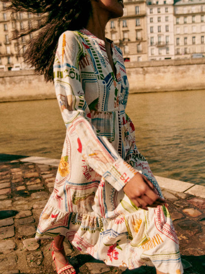 Printed Cotton and Linen Dress