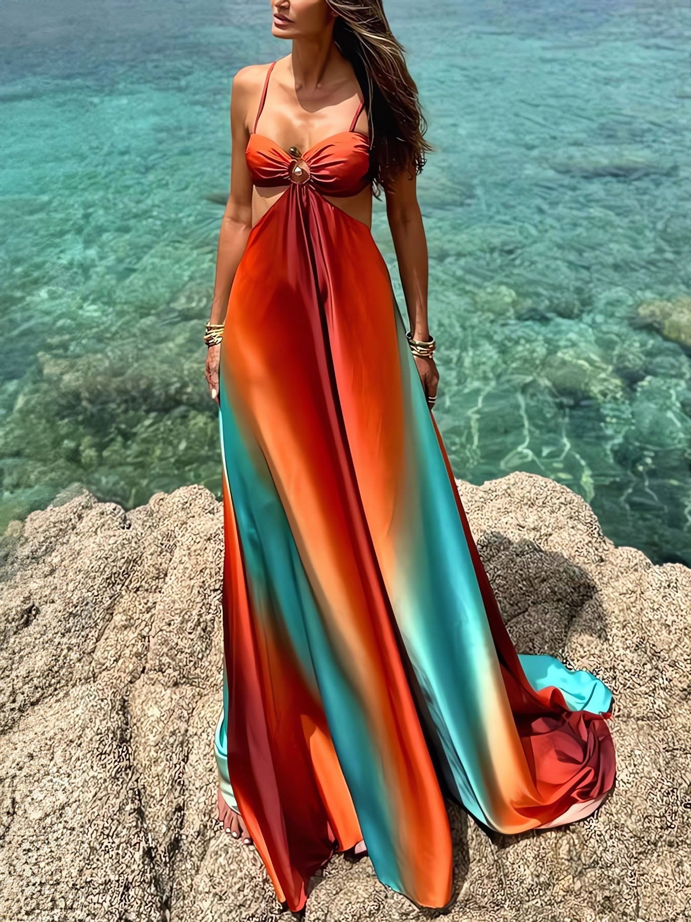 Gradient Sling Maxi Dress