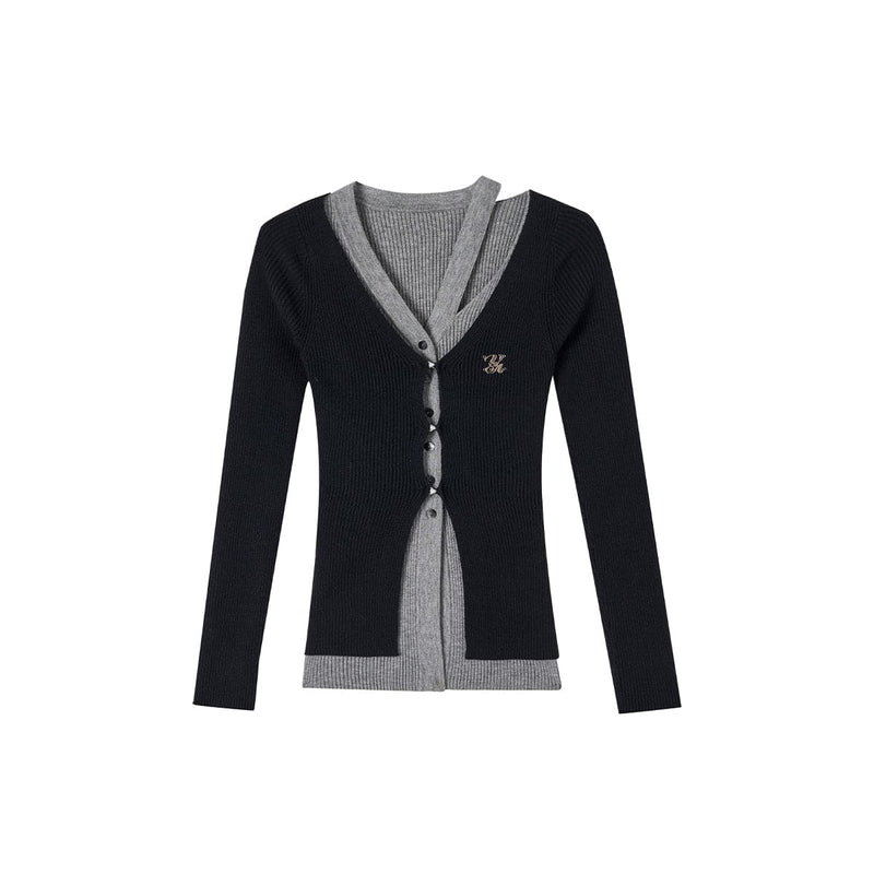 Black Knit Long Cardigan With Hollow Out Design
