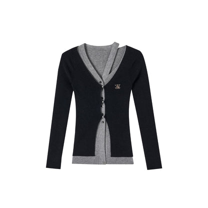 Black Knit Long Cardigan With Hollow Out Design