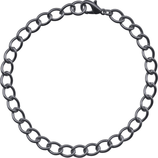 Gunmetal 6mm Curb Bracelet Chain - 8 Inches