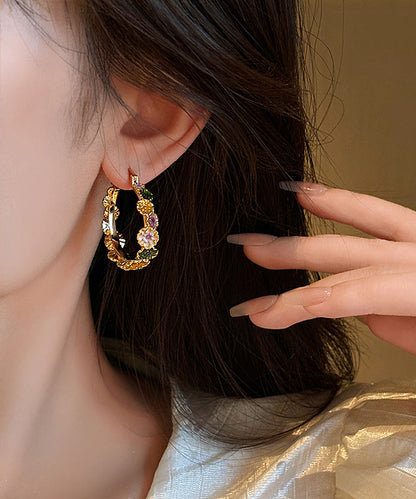 Oversize Gold Copper Alloy Drip Glaze Hoop Earrings