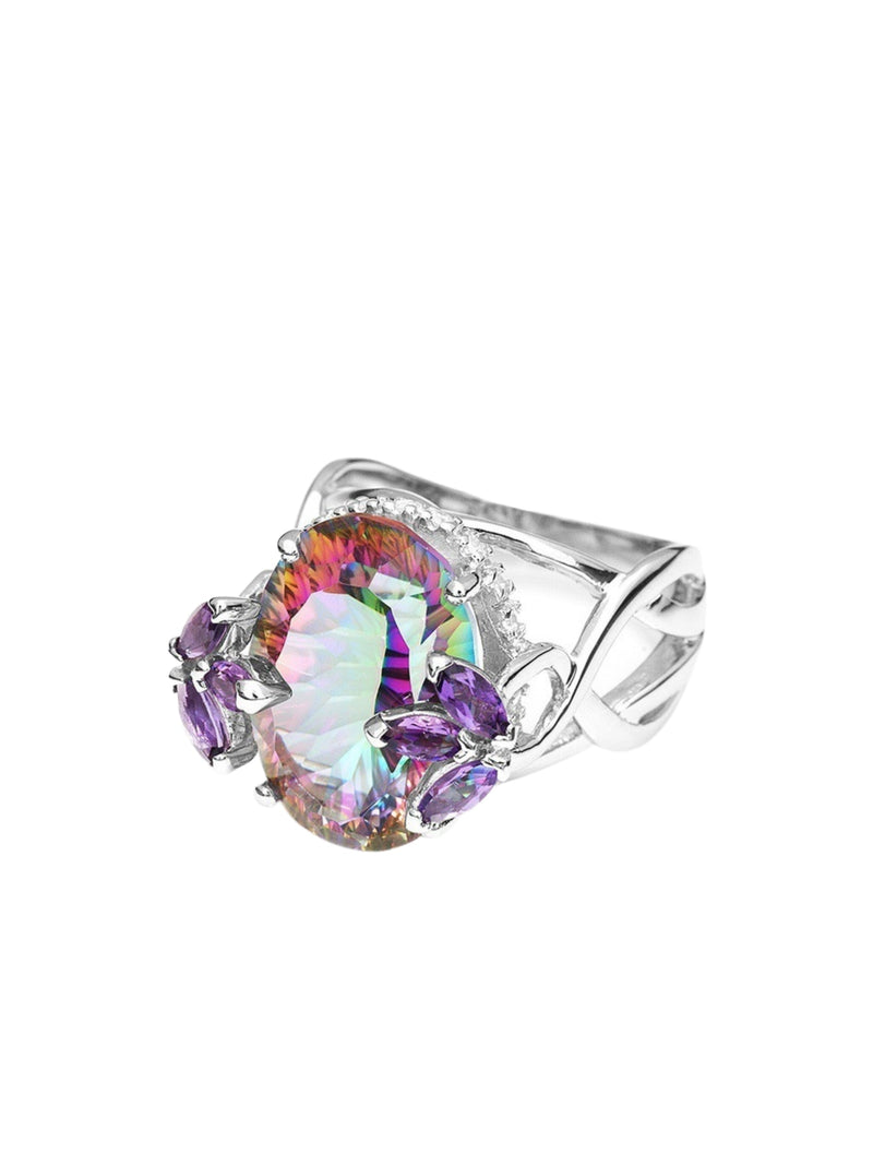 Aurora Crystal Sterling Silver Ring