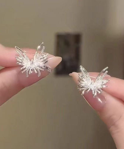 Original Design Silk Alloy Butterfly Stud Earrings
