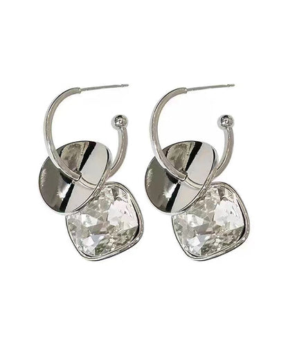 Boutique Silk Sterling Silver Crystal Sequins Hoop Earrings