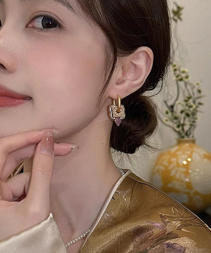 New Purple Copper Alloy Enamel Hoop Earrings