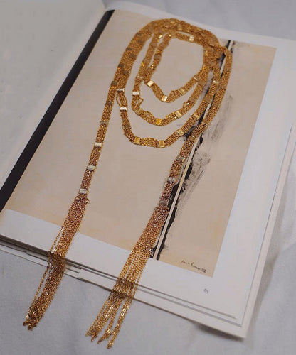 Gold Copper Overgild Multi Layer Tassel Pendant Necklace