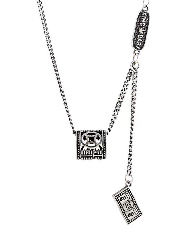 Silk Sterling Silver Stainless Steel Abacus Pendant Necklace