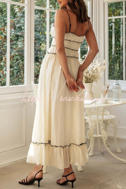 Strappy Pleated Paneled Strap Maxi Dress