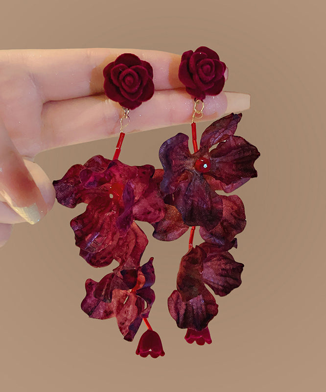 Loose Mulberry Fabric Resin Tassel Drop Earrings