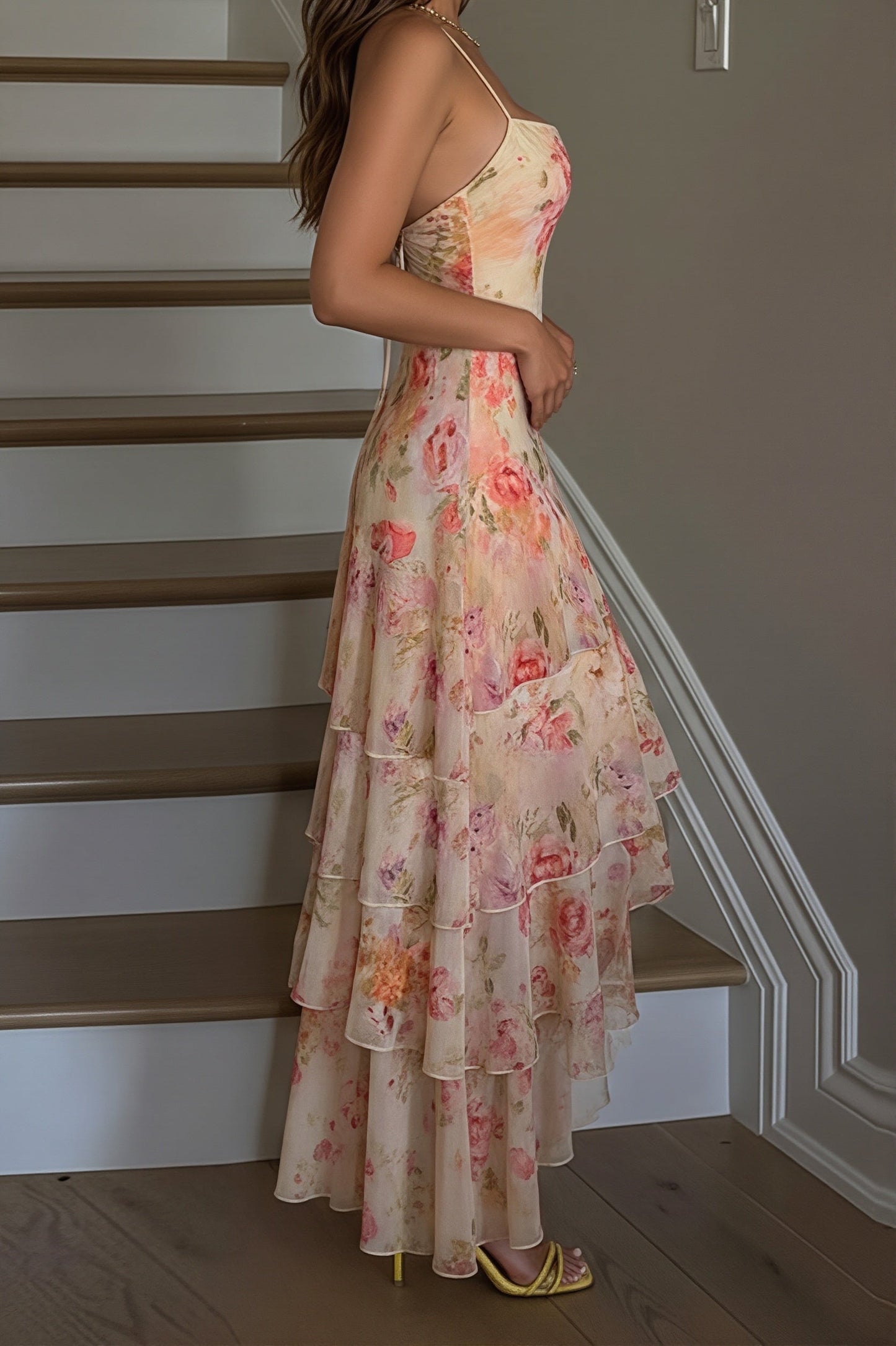 Irregular Hem Halter Maxi Dress