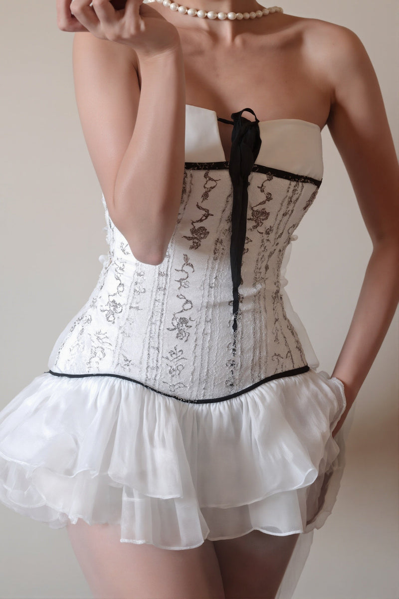 Patchwork Tie Ruched Mini Dress
