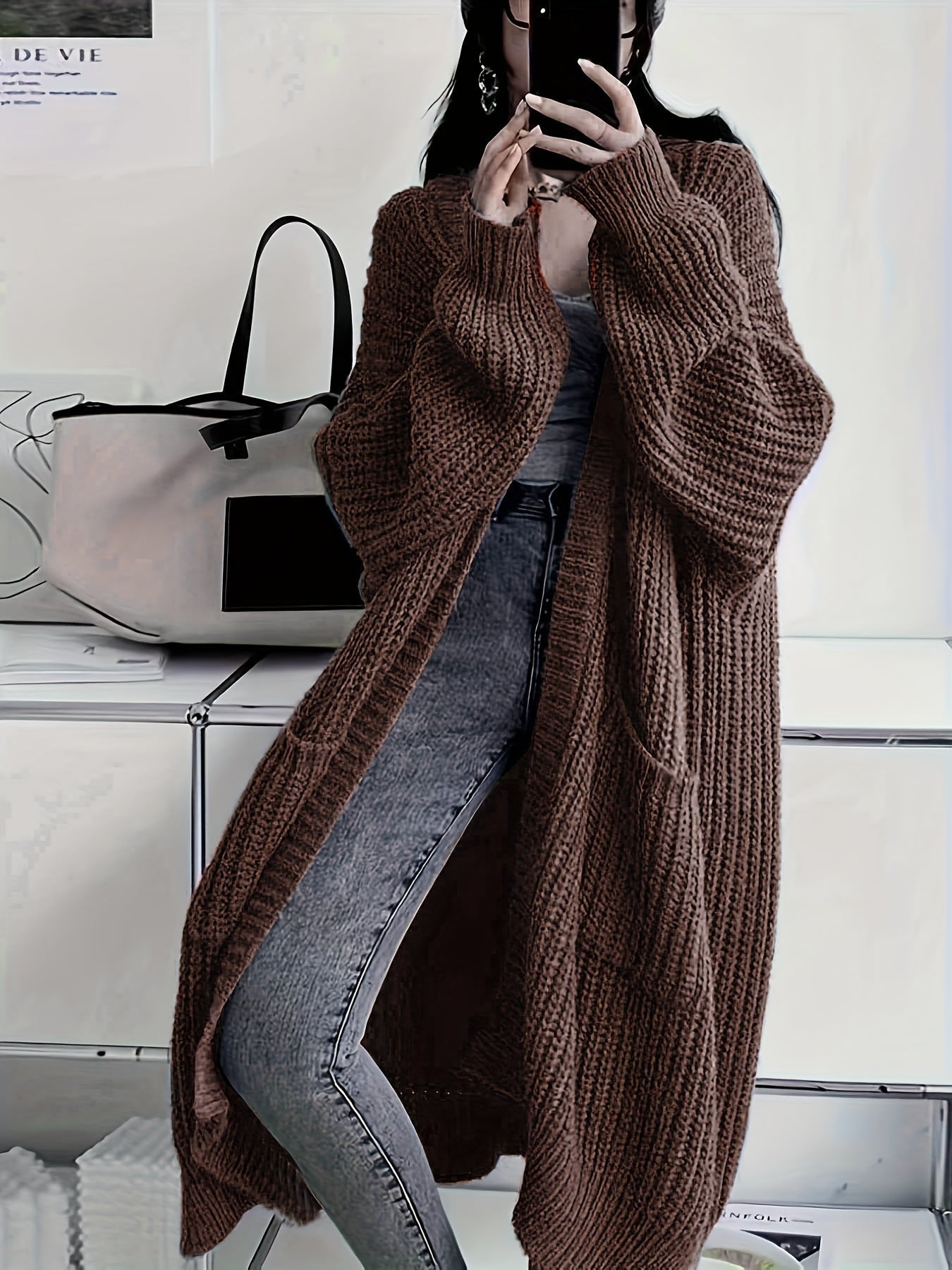 Open Front Loose Knit Cardigan Fj3541