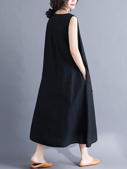 Sleeveless A-line Long Dress