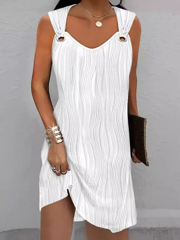 Sleeveless Hollow Split-joint U-neck Mini Dresses