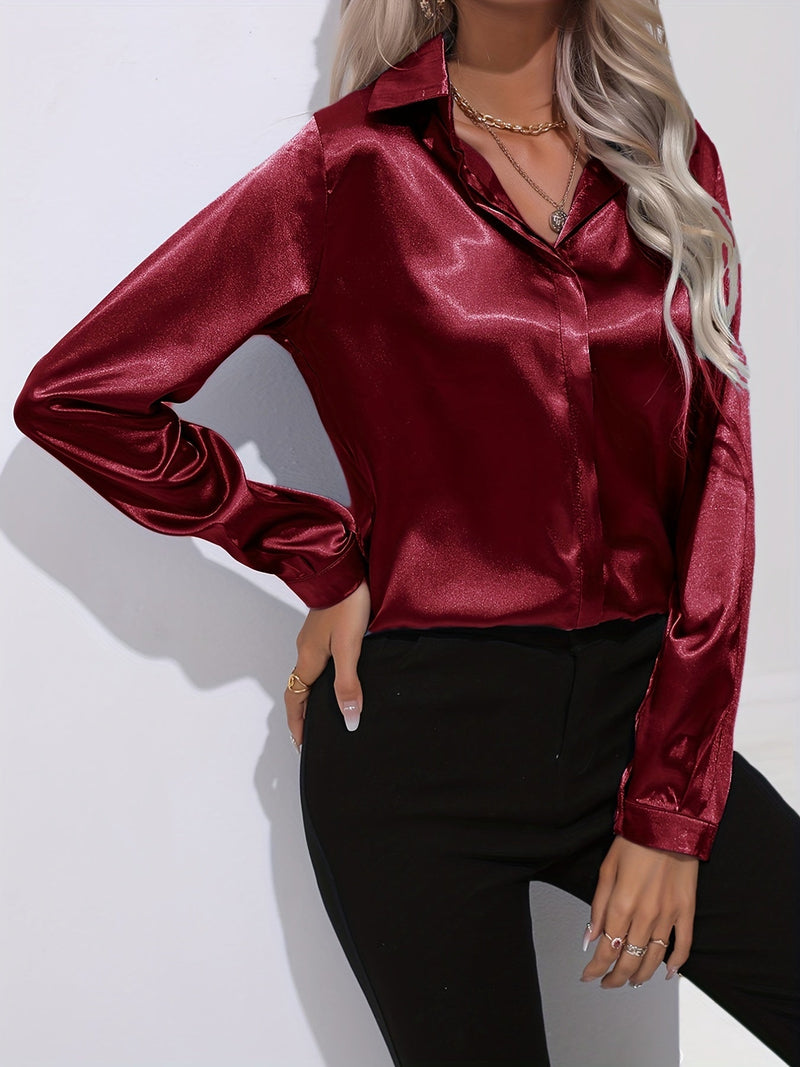 Sarah | ’s Button Down Long Sleeve Satin Blouses