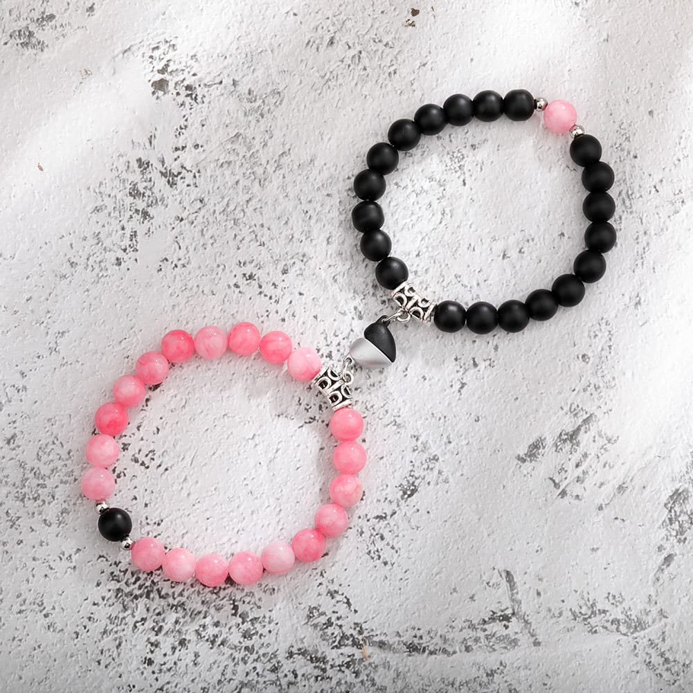 Natural Stone Couple Bracelet Crystal Set (2 Pieces)