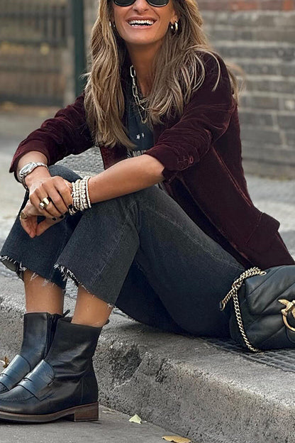 Gold Velvet Color Suit Cardigan