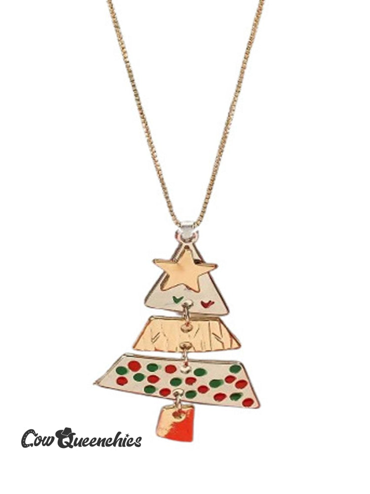 Colorful Christmas Tree Necklace