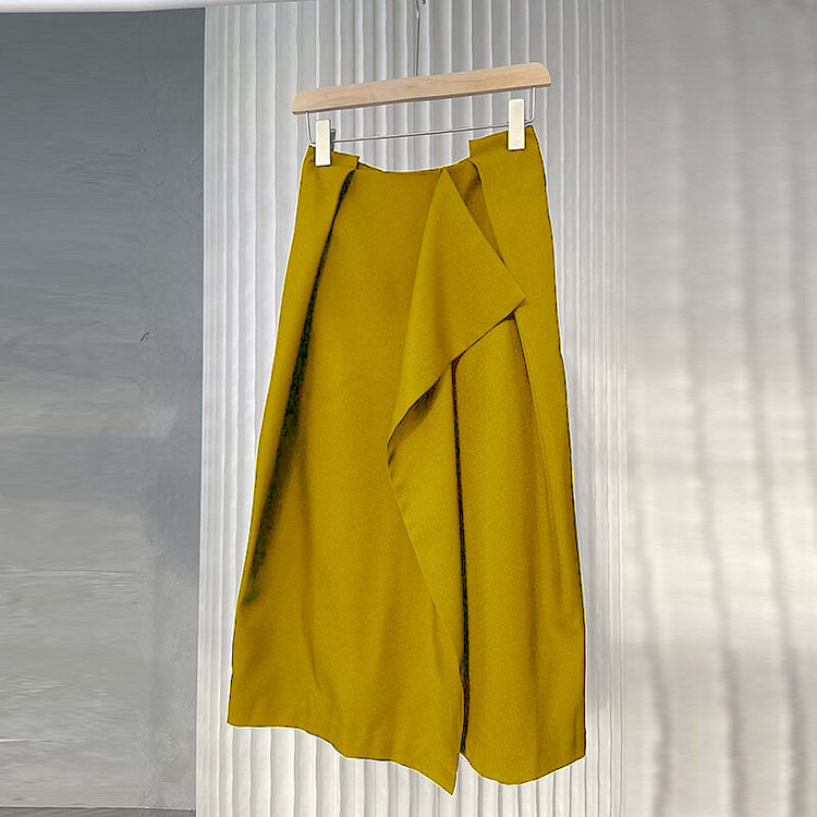 4.29chic Lake Blue Irregular Pleated Patchwork Skirt