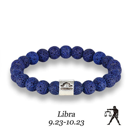 Handmade Lava Stone Zodiac Bracelet