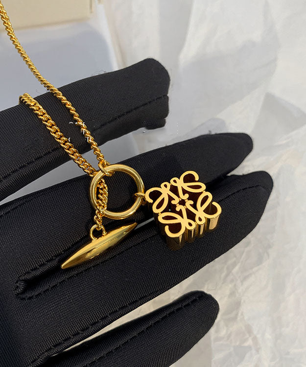 Classy Gold Copper Overgild 24k Gold Pendant Necklace