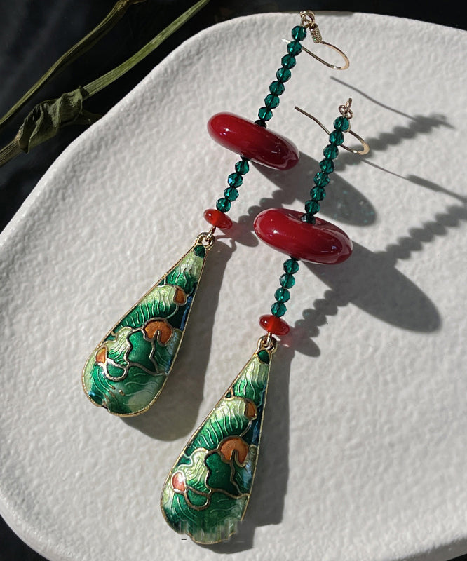 Original Design Crystal Enamel Water Drop Earrings