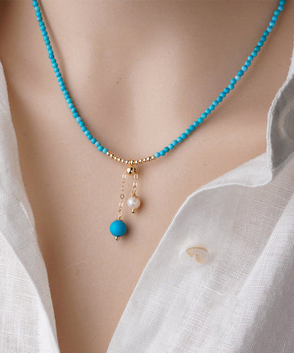 New Natural Pearl Patchwork Turquoise Necklace