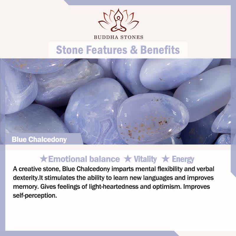 Buddha Stones Crystal Chalcedony Stone Energy Beaded Bell Charm Bracelet