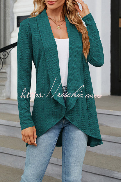 Long Sleeve Color Ruffle Loose Cardigan