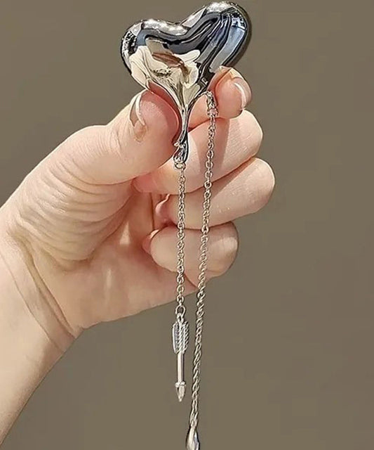 Fine Silk Metal Love Chain Tassel Brooches
