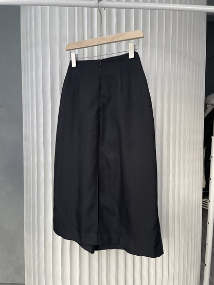 4.29modern Royal Blue Irregular Pleated Patchwork Skirt
