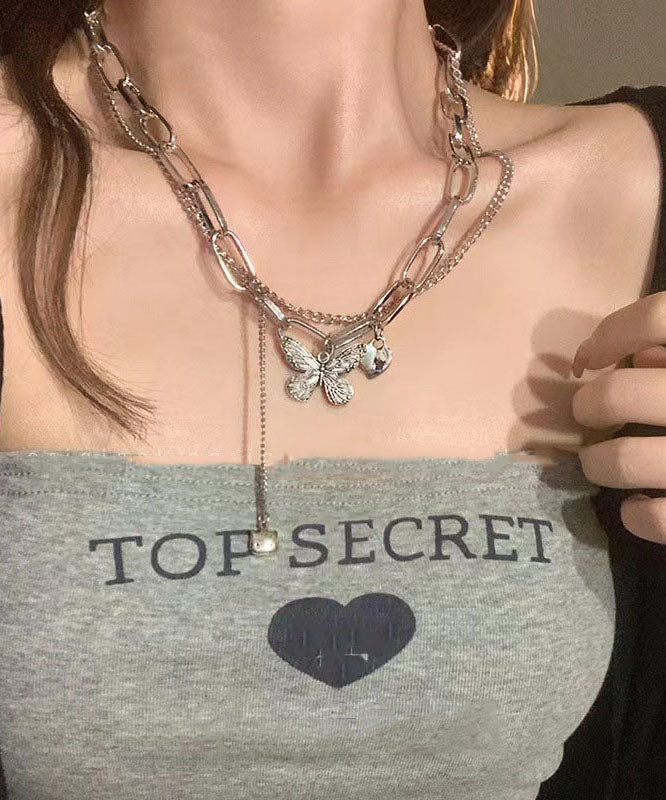 Silk Alloy Love Butterfly Pendant Necklace