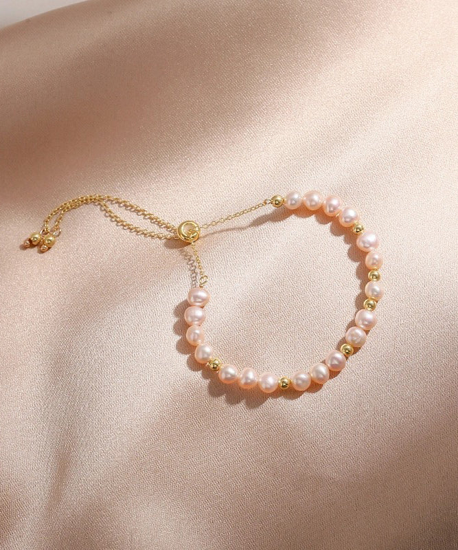 Handmade Original Design Pink Pearl 14k Gold Bracelet