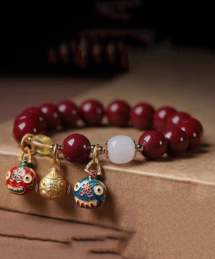 Mulberry Purple Gold Sand Swallowing Gold Beast Bracelet Charm Bracelet