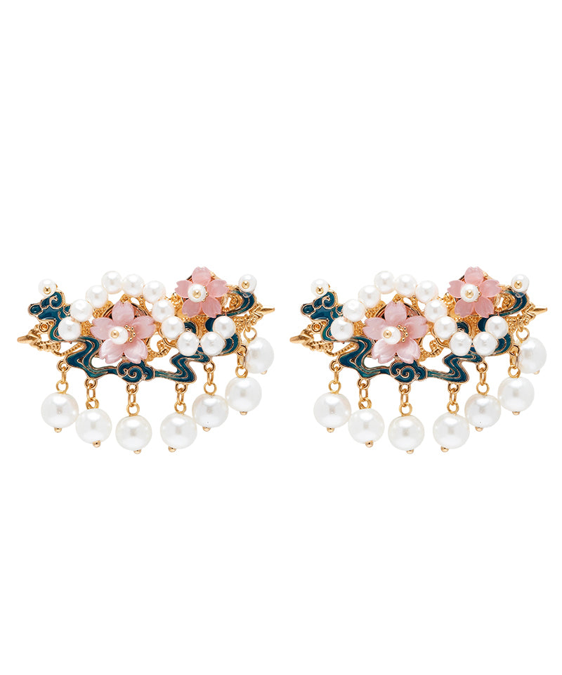 Chinese Style Rainbow Alloy Pearl Turquoise Tassel Hairpin