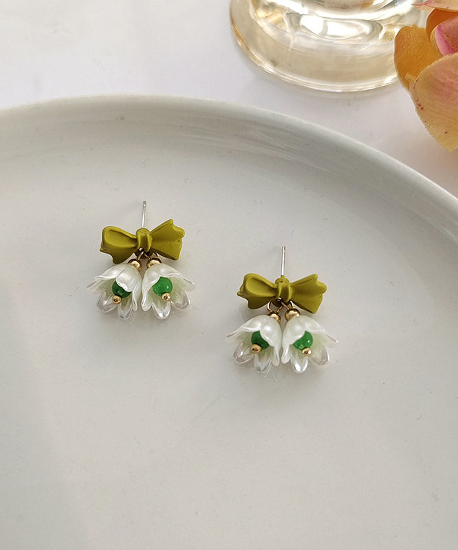 Colorblock Alloy Resin Bow Stud Earrings