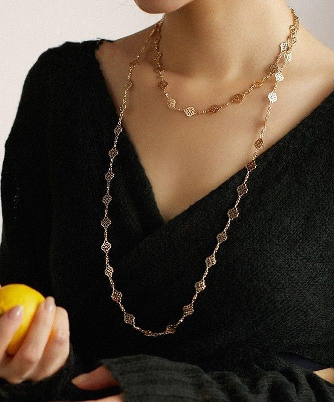 Gold Copper Overgild Hollow Out Carving Necklace