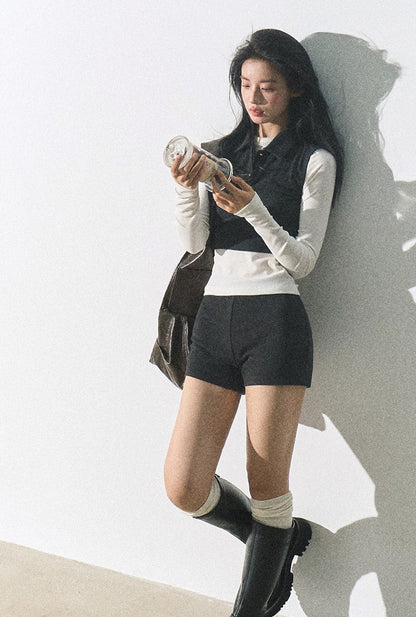 Minimalist Cropped Cardigan/vest/short