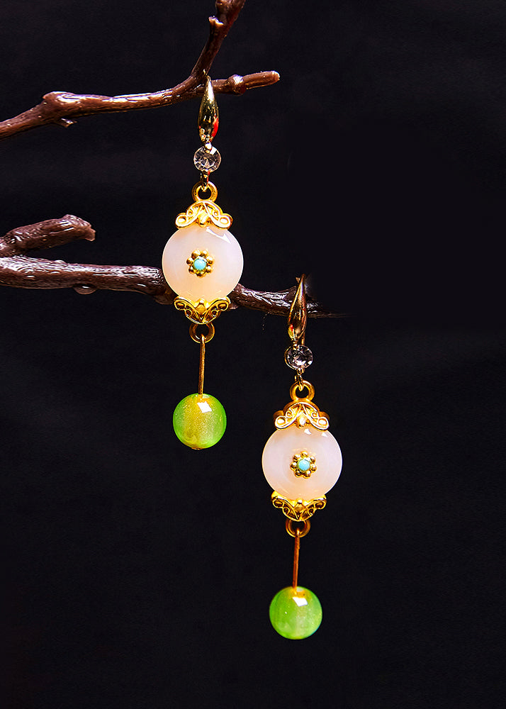 White Jade Fine Zircon Drop Earrings